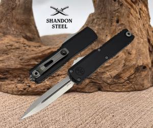 Microtech UTX-70 Gen IV w/ Black Handle & D/E Stonewash M390MK 11474-10