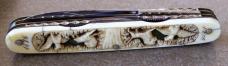 Antique 1776 - 1876 Centennial H. BOKER 5 blade Pocket Knife carved ivory handles & file decorated
