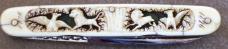 Antique 1776 - 1876 Centennial H. BOKER 5 blade Pocket Knife carved ivory handles & file decorated