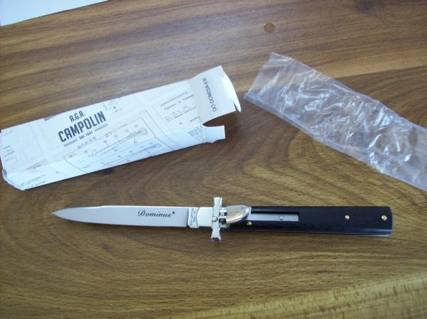 A.G.A. Campolin Italian 9" Dominus African Black Ebonywood Swedgey Blade UNUSED W/Orig. Box A.G.A. Campolin Italian 9" Dominus African Black Ebonywood Swedgey Blade UNUSED W/Orig. Box