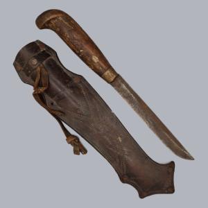 Vintage 1930s Finnish Puukko Knife Ponsipää with Leather Sheath #8790