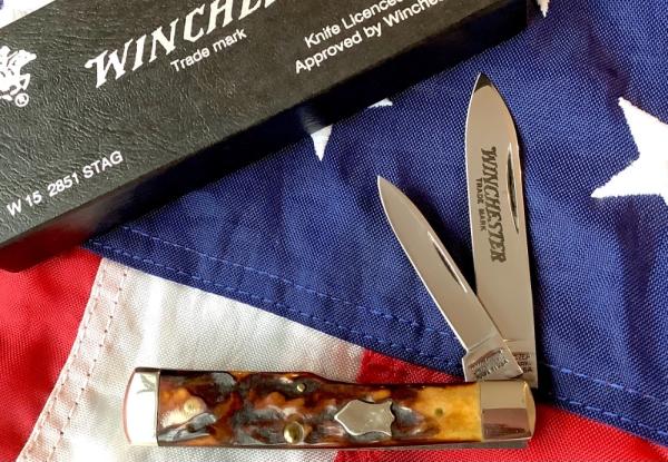1991 Winchester GunStock Knife (Mdl# 2851 S) w/ Great Stag Handles -NOS in Orig box 1991 Winchester GunStock Knife (Mdl# 2851 S) w/ Great Stag Handles -NOS in Orig box