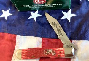 Case xx 1st Run Cheetah (Mdl# 6111 1/2 L SS) w Great Red Bone Handles w Silver Script Case xx Shield