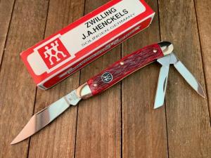 Henckels by Boker Whittler Red Pin Feather Jigged Bone Solingen Germany