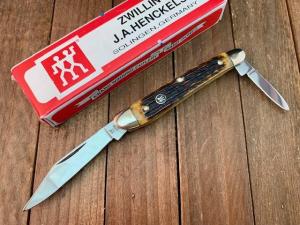 Henckels By Boker Half Whittler/ Pen Knife Hellbraun Pin Feather Jigged Bone Please Read Description