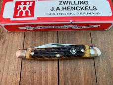 Henckels By Boker Half Whittler/ Pen Knife Hellbraun Pin Feather Jigged Bone Please Read Description