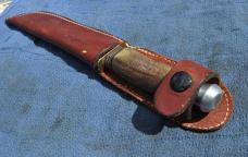 Kuno Ritter Dagger Stag Handle Full Tang Short Brass Guard Pre Hubertus Pre 1950 10 1/4" OAL Leather