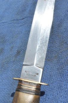 Kuno Ritter Dagger Stag Handle Full Tang Short Brass Guard Pre Hubertus Pre 1950 10 1/4" OAL Leather
