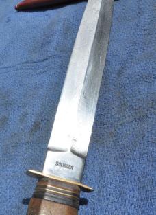 Kuno Ritter Dagger Stag Handle Full Tang Short Brass Guard Pre Hubertus Pre 1950 10 1/4" OAL Leather