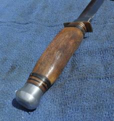 Kuno Ritter Dagger Stag Handle Full Tang Short Brass Guard Pre Hubertus Pre 1950 10 1/4" OAL Leather