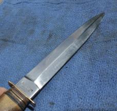 Kuno Ritter Dagger Stag Handle Full Tang Short Brass Guard Pre Hubertus Pre 1950 10 1/4" OAL Leather