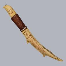 Antique 1920s Finnish Sami Puukko Knife Reindeer Horn Hackman Blade #8797