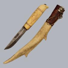 Antique 1920s Finnish Sami Puukko Knife Reindeer Horn Hackman Blade #8797
