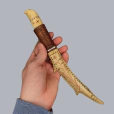 Antique 1920s Finnish Sami Puukko Knife Reindeer Horn Hackman Blade #8797