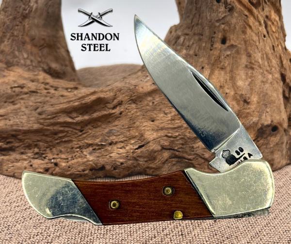 Queen Minute Man Rawhide #8445 Vintage 1980 Lockback Knife Wood Handle USA (41)