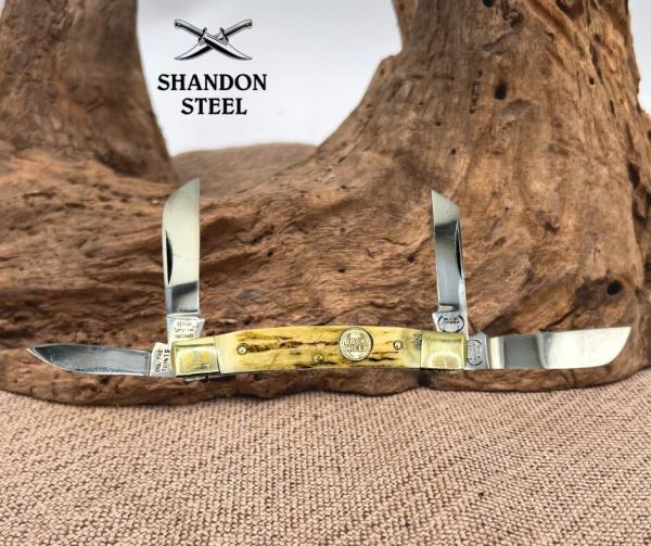 BUCK CREEK 4 BLADE CONGRESS STAG HANDLES GERMAN CARBON STEEL HANDMADE KNIFE (64) BUCK CREEK 4 BLADE CONGRESS STAG HANDLES GERMAN CARBON STEEL HANDMADE KNIFE (64)