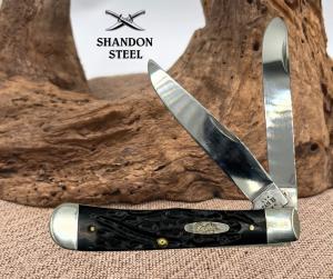 CASE XX USA 6 DOT 2024 BLACK FULL SIZE TRAPPER 2 BLADE POCKET KNIFE 6254 (06)