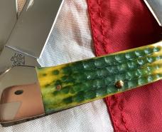 2005 Gunboat Canoe (Mdl# 6394 SS) w/ Fantastic Lemon Lime Bone Handles. NOS in Orig box Minty