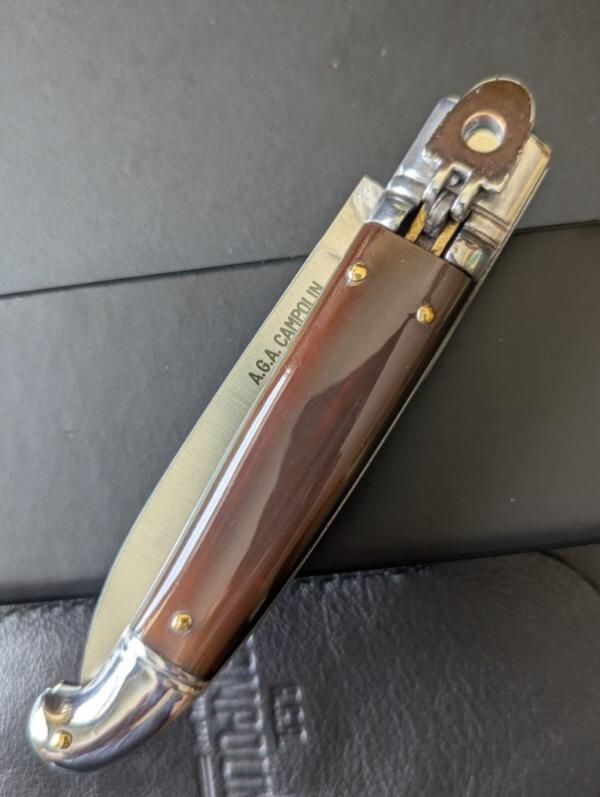 NIB AGA Campolin Old Style 21cm - 8" Birdbeak leverlock in Blonde Brazilian Horn 