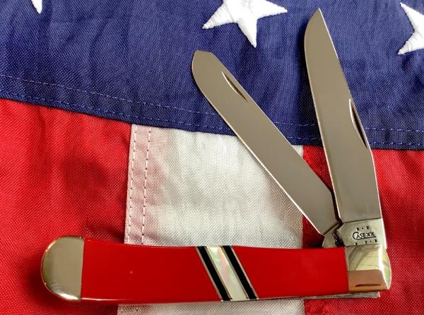 Case xx 2003? Trapper -Red Handles with Mother of Pearl Band Mid Handle (Mdl# EX254 SS) -NOS