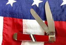 Case xx 2003? Trapper -Red Handles with Mother of Pearl Band Mid Handle (Mdl# EX254 SS) -NOS
