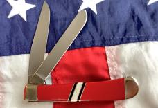 Case xx 2003? Trapper -Red Handles with Mother of Pearl Band Mid Handle (Mdl# EX254 SS) -NOS