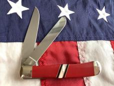 Case xx 2003? Trapper -Red Handles with Mother of Pearl Band Mid Handle (Mdl# EX254 SS) -NOS