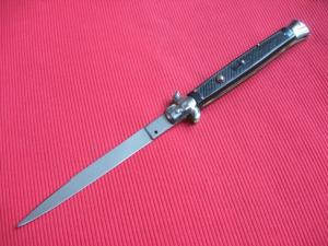 Vintage Unique 13" Italian MOLLETTA Stiletto Checkered Swedge Blade Switchblade Knife.