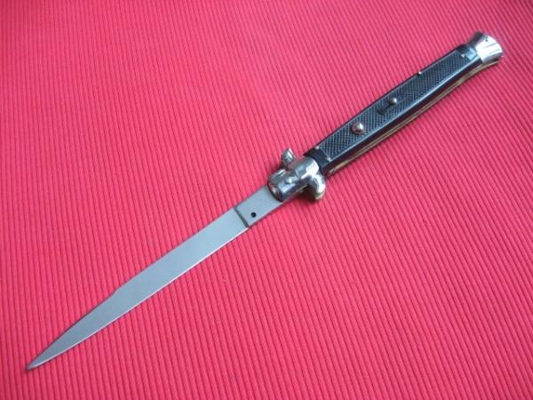 Vintage Unique 13" Italian MOLLETTA Stiletto Checkered Swedge Blade Switchblade Knife.