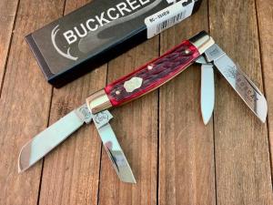 Buck Creek Bobcat Congress Made by Boker Red Pin Feather Jigged Bone Solingen Germany