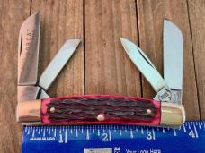 Buck Creek Bobcat Congress Made by Boker Red Pin Feather Jigged Bone Solingen Germany