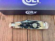Colt Gunstock Split Backspring Whittler Black Bone Stag