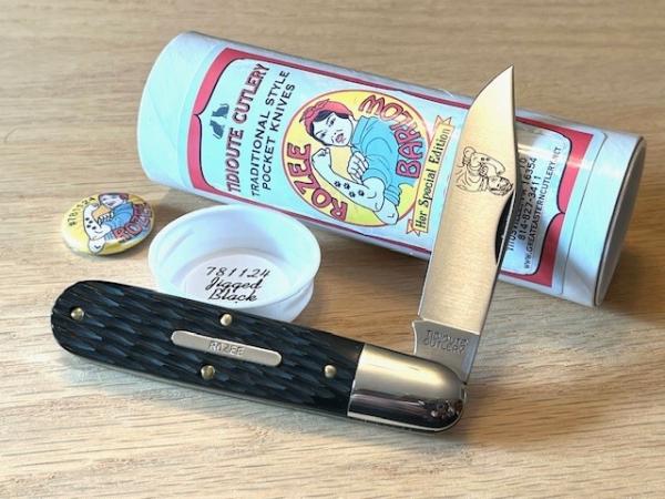 Great Eastern Cutlery GEC Jigged Black Delrin "Rozee" Bullet End Barlow Knife 781124