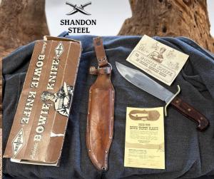 Western USA Boulder Colorado Vintage Bowie Knife W49 Leather Sheath Box