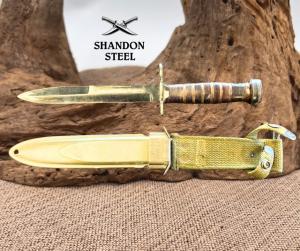 US M8AI VP CO Kiffs Japan Vintage Bayonet with Scabbard Stacked Leather Handle