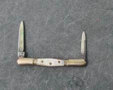 Buck Cutlery Co. Germany Pre 1891 Tariff Tux Pearl 2 1/2" Closed 2 Bl Sharp Snap Both Ways