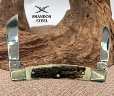 Buck Creek Stag Handle Half Congress 2 Blade Folding Slipjoint Pocket Knife (25)