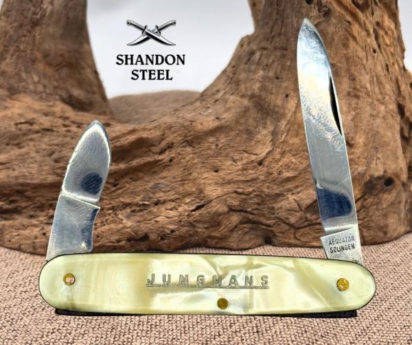 Junghans Aequator Solingen Faux Pearl Cracked Ice 2 Blade Pocket Knife (27)