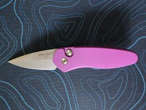 Pro-Tech -- Sprint Automatic Knife -- Purple -- 195quot Stonewash Blade -- with BoxPouch