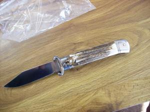 Vintage Italian Shellpuller Knife Inox Italy Stamp Clip-Point Stag/Antler 12 & 16 Gauge UNUSED!