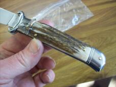Vintage Italian Shellpuller Knife Inox Italy Stamp Clip-Point Stag/Antler 12 & 16 Gauge UNUSED!