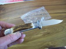 Vintage Italian Shellpuller Knife Inox Italy Stamp Clip-Point Stag/Antler 12 & 16 Gauge UNUSED!