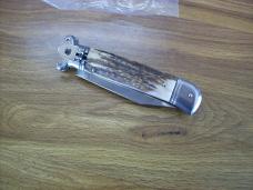 Vintage Italian Shellpuller Knife Inox Italy Stamp Clip-Point Stag/Antler 12 & 16 Gauge UNUSED!