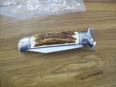 Vintage Italian Shellpuller Knife Inox Italy Stamp Clip-Point Stag/Antler 12 & 16 Gauge UNUSED!