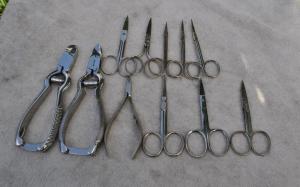 Scissors Manicure 8 Pcs. 2 Large For Toe Nails 1 Small Germany Italy Pakistan Many Look Unused 
