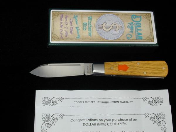 Dollar Knife Co. Osage Orange Wood With Orange Shield Jack Knife NIB from Cooper Cutlery USA OO-OS Dollar Knife Co. Osage Orange Wood With Orange Shield Jack Knife NIB from Cooper Cutlery USA OO-OS