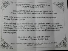 Dollar Knife Co. Osage Orange Wood With Orange Shield Jack Knife NIB from Cooper Cutlery USA OO-OS
