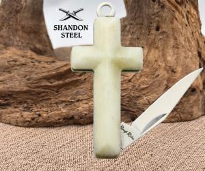 Rough Rider Cross Knife White Smooth Bone RR1582 Stainless Folding