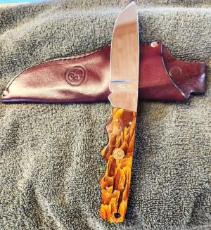 Canal Street Fixed Blade w/Acrylic Corn Husk handles- new with sheath