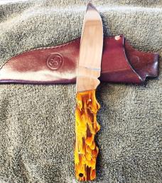 Canal Street Fixed Blade w/Acrylic Corn Husk handles- new with sheath